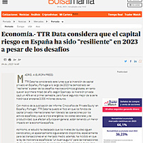 Economa.- TTR Data considera que el capital riesgo en Espaa en Espaa ha sido 